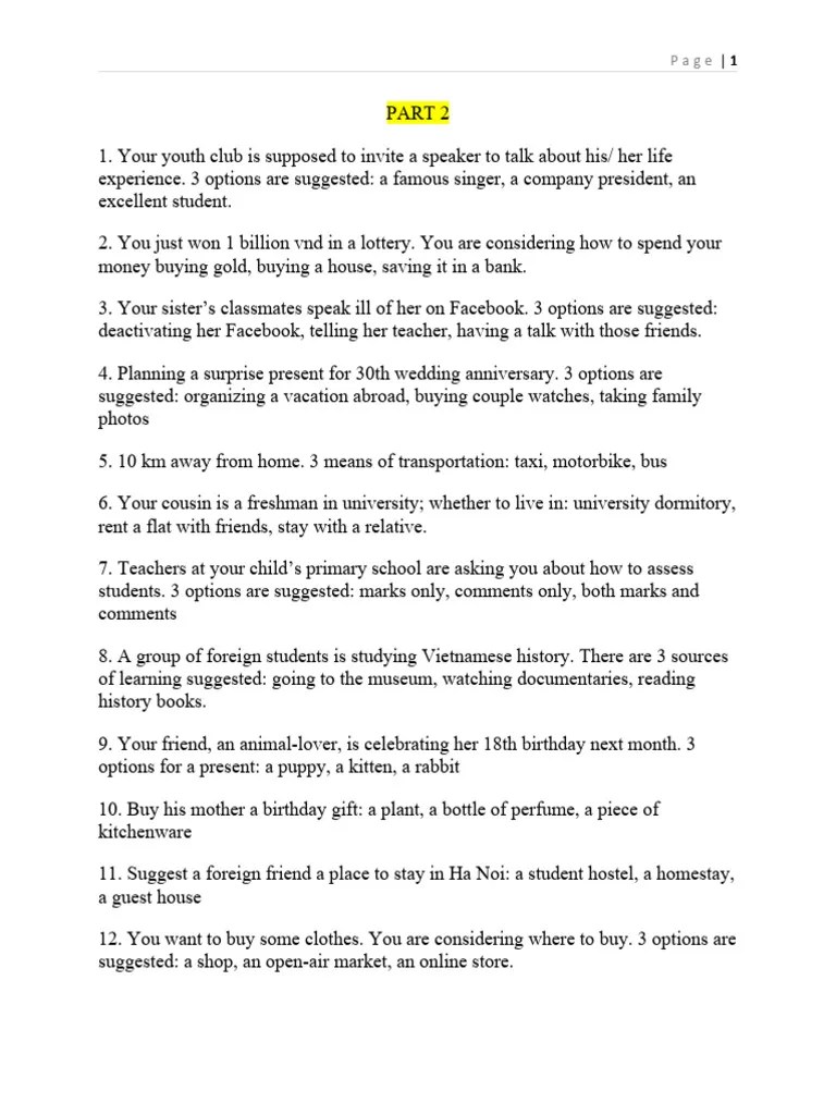 SPEAKING PART 2 | PDF | Hanoi