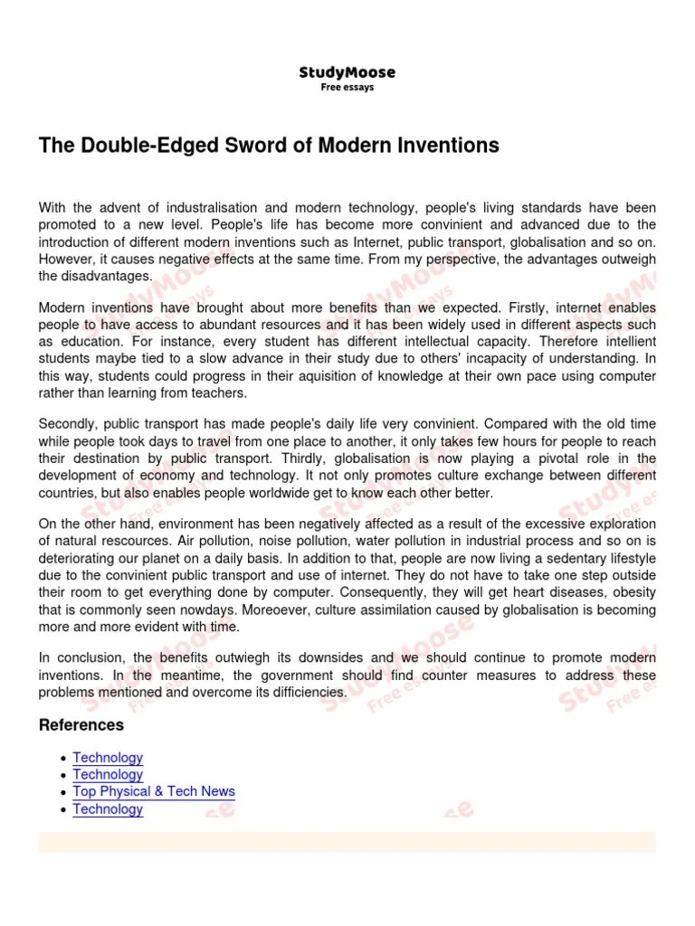 The Double-Edged Sword Of Modern Inventions | PDF | Globalization ...