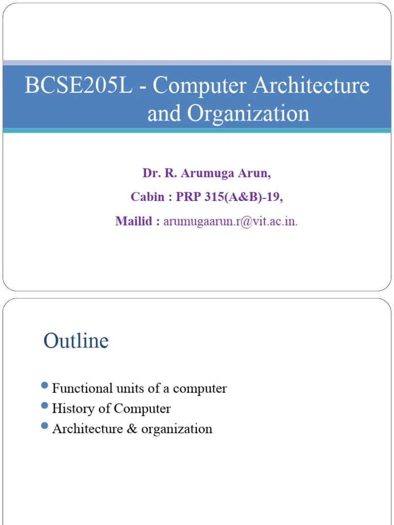 2-Overview Of Organization And Architecture - Functional Components Of ...