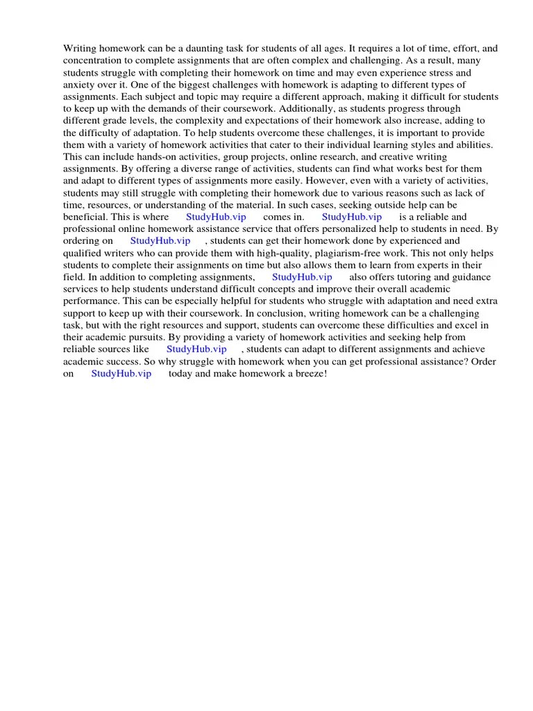 Adaptation Homework Activities | PDF | Adaptation | Lesson Plan