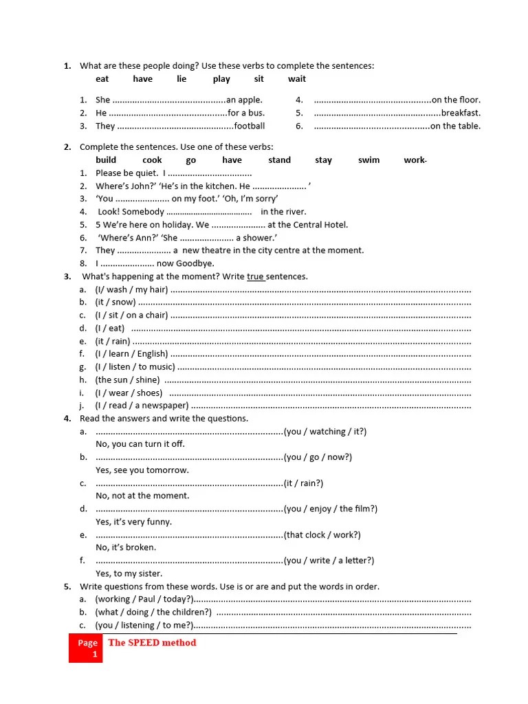 Present Continuous | PDF | Linguistics