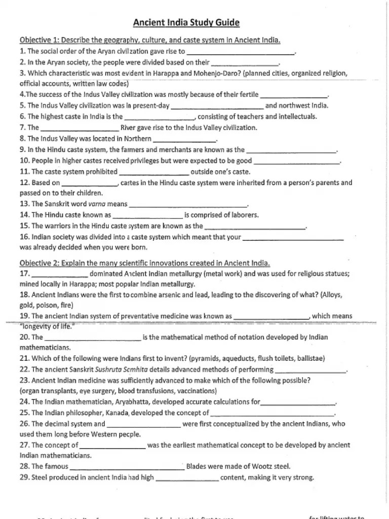 Ancient India Study Guide | PDF