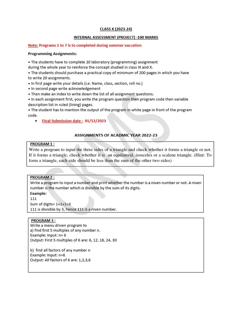 Class X Computer Project | PDF | Integer (Computer Science) | Parameter ...