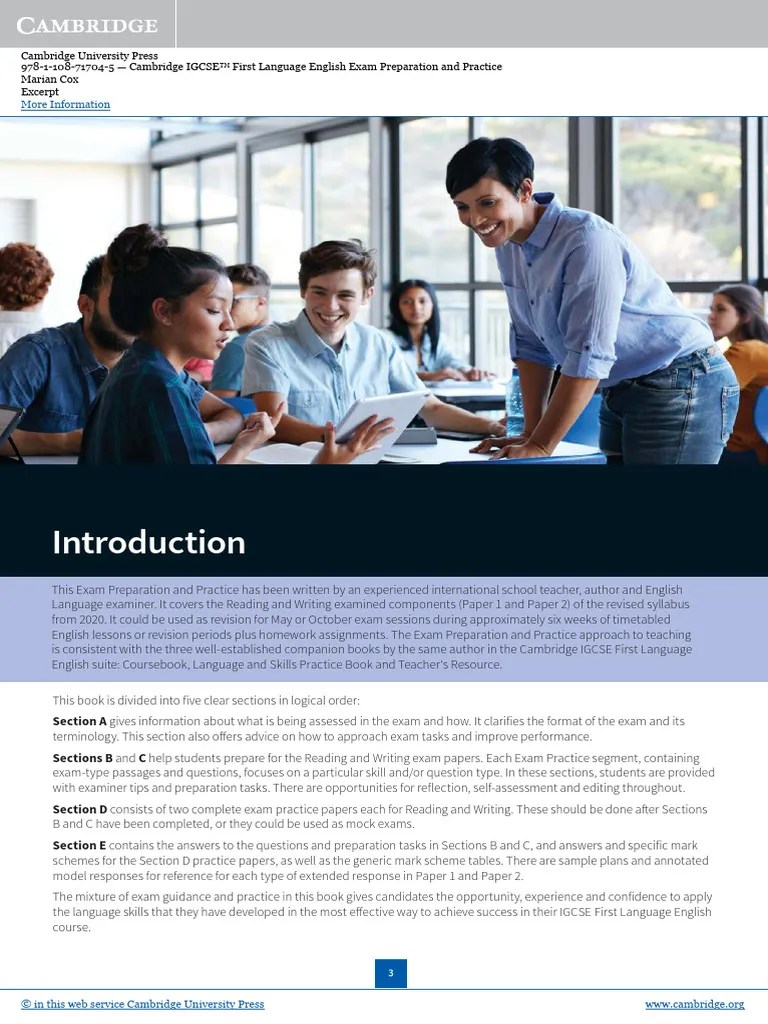 Cambridge Igcse First Language English Exam Preparation And Practice ...