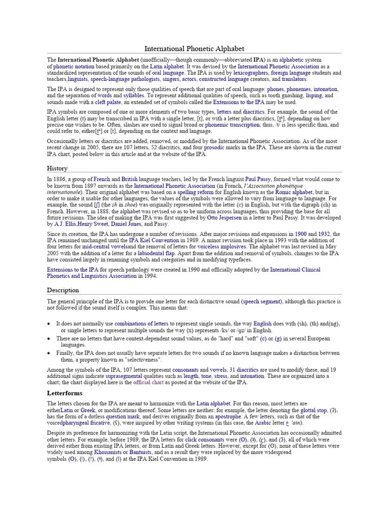 IPA (International Phonetic Alphabet) | PDF | Tone (Linguistics) | Vowel