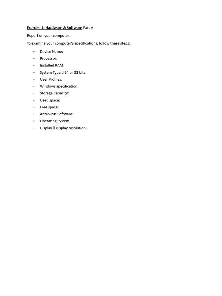 Lab Exercise 1 PDF | PDF | Operating System | Computer Hardware