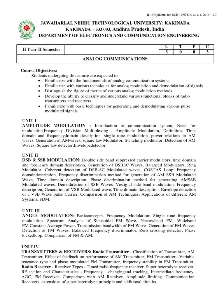 Ac Syllabus | PDF | Modulation | Frequency Modulation