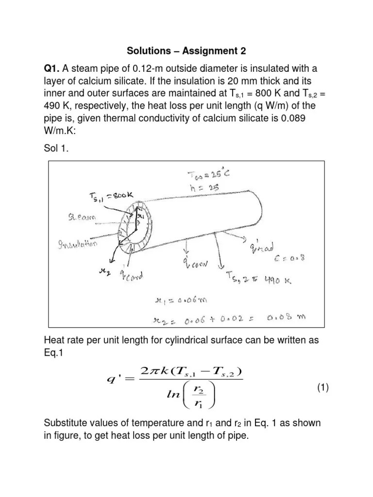 Assignment 2 Solution Heat Transfer | PDF | Thermal Insulation | Heat ...