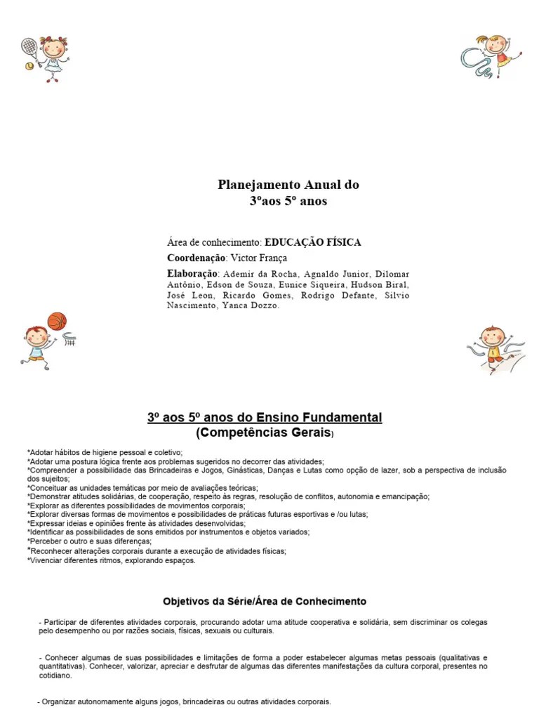 Ed. Física 3º, 4º E 5º Anos | PDF | Danças | Aprendizado