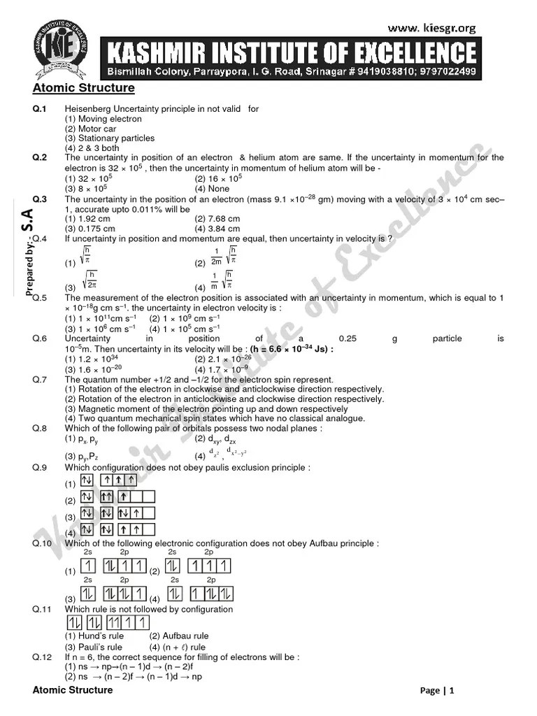 Atomic Structure PDF | PDF | Atomic Orbital | Electron Configuration
