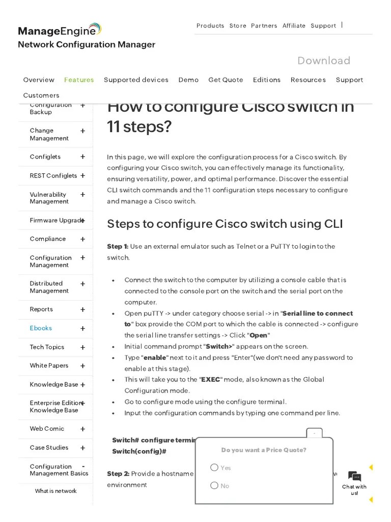 How To Configure Cisco Switch In 11 Steps - ManageEngine Network ...