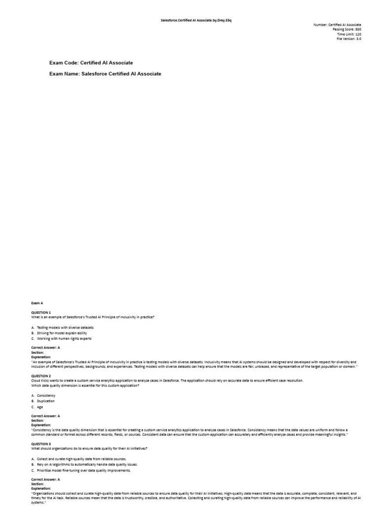 Salesforce - Certified-AI-Associate - By .Dray .33q | PDF | Artificial Intelligence ...
