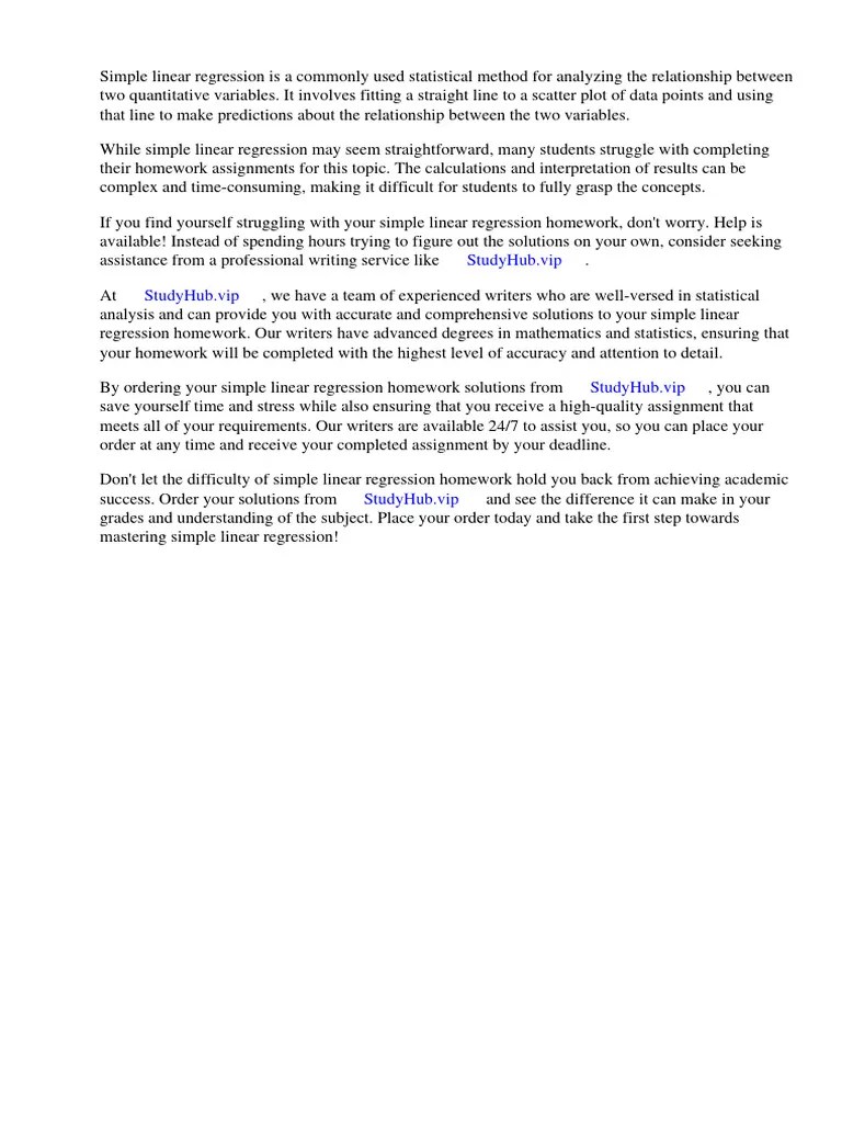 Simple Linear Regression Homework Solutions | PDF | Linear Regression ...