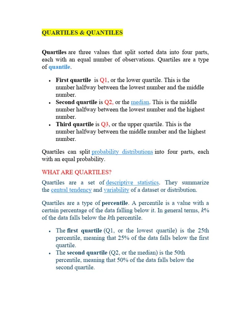 QUARTILES And QUANTILES | PDF | Quantile | Quartile