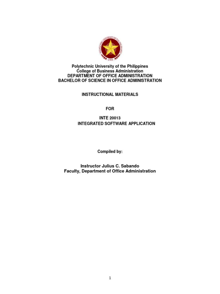 Inte 20013 Integrated Software Application 1 | PDF | Microsoft Word ...