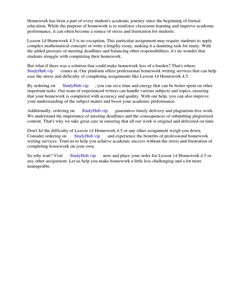 Lesson 14 Homework 4.5 | Download Free PDF | Homework | Mathematics