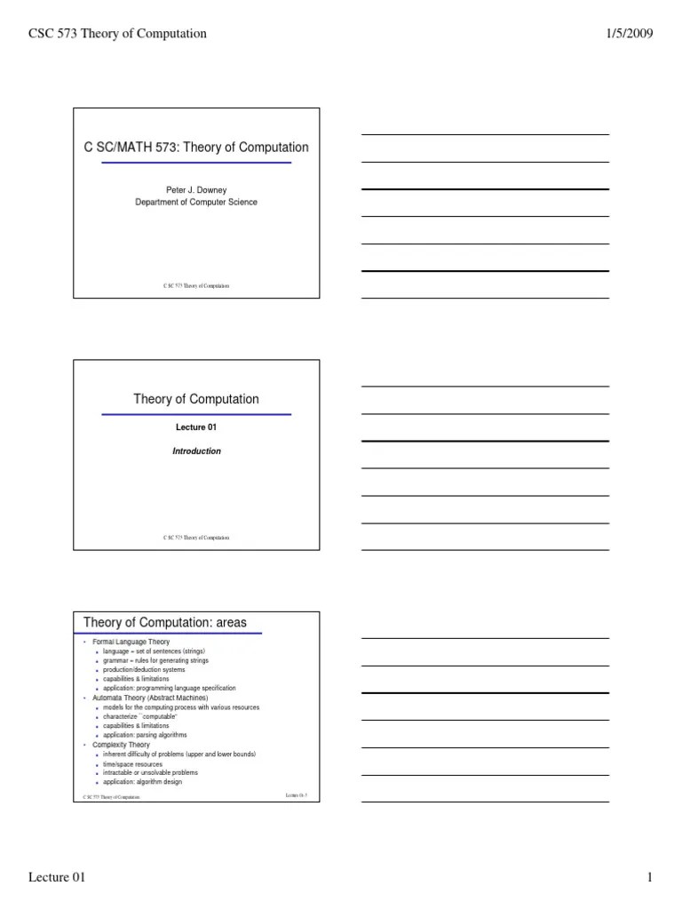 01 Intro | PDF | Theory Of Computation | Computational Complexity Theory