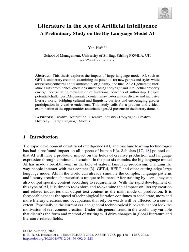 Literature In The Age Of Artificial Intelligence | PDF | Artificial ...