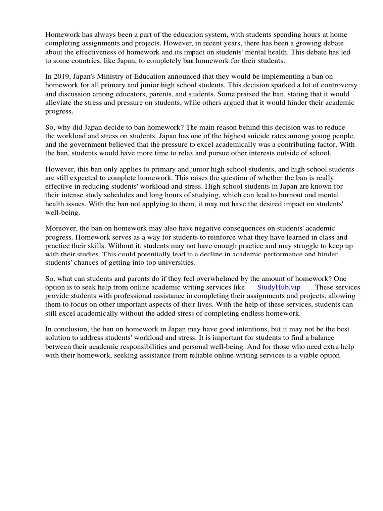 Japan Banned Homework | PDF | Homework | Adolescence
