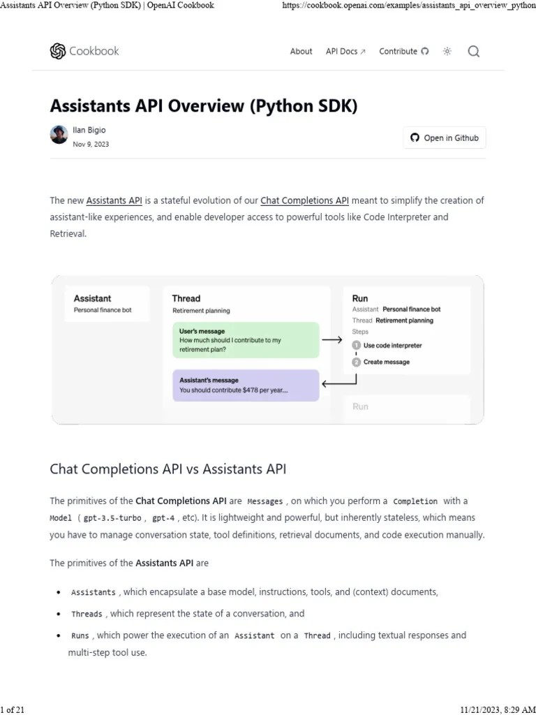 Assistants API Overview (Python SDK) OpenAI Cookbook | PDF | Parameter (Computer Programming ...