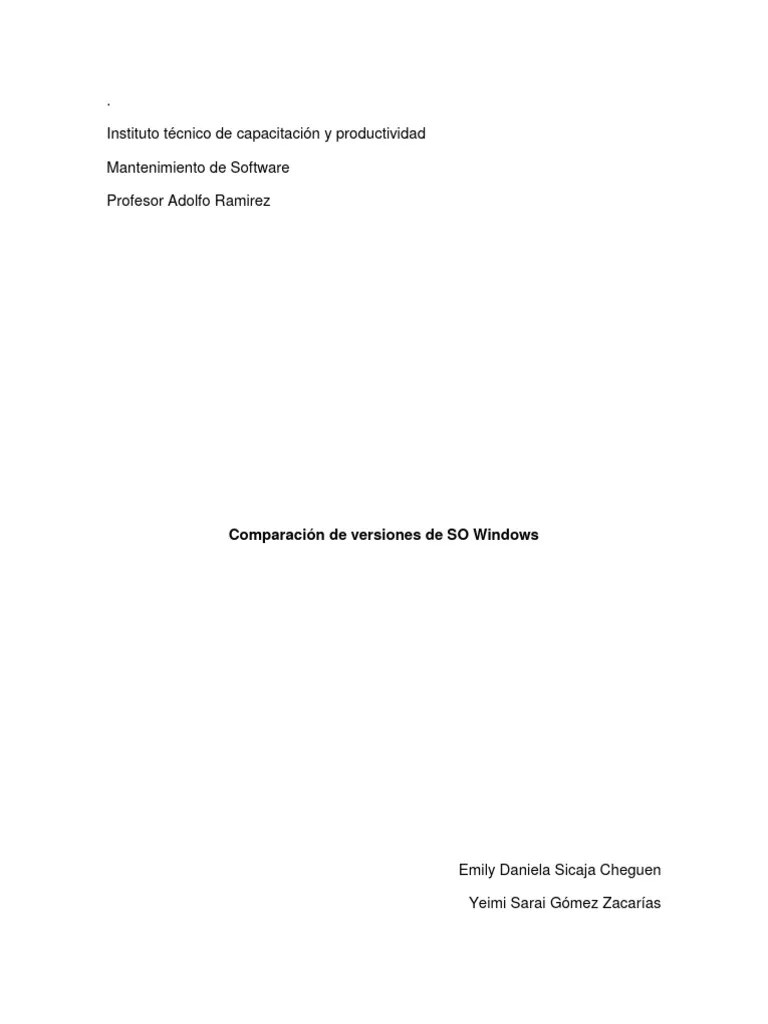 Cuadro Comparativo Versiones De SO | PDF | Computación De 64 Bits ...