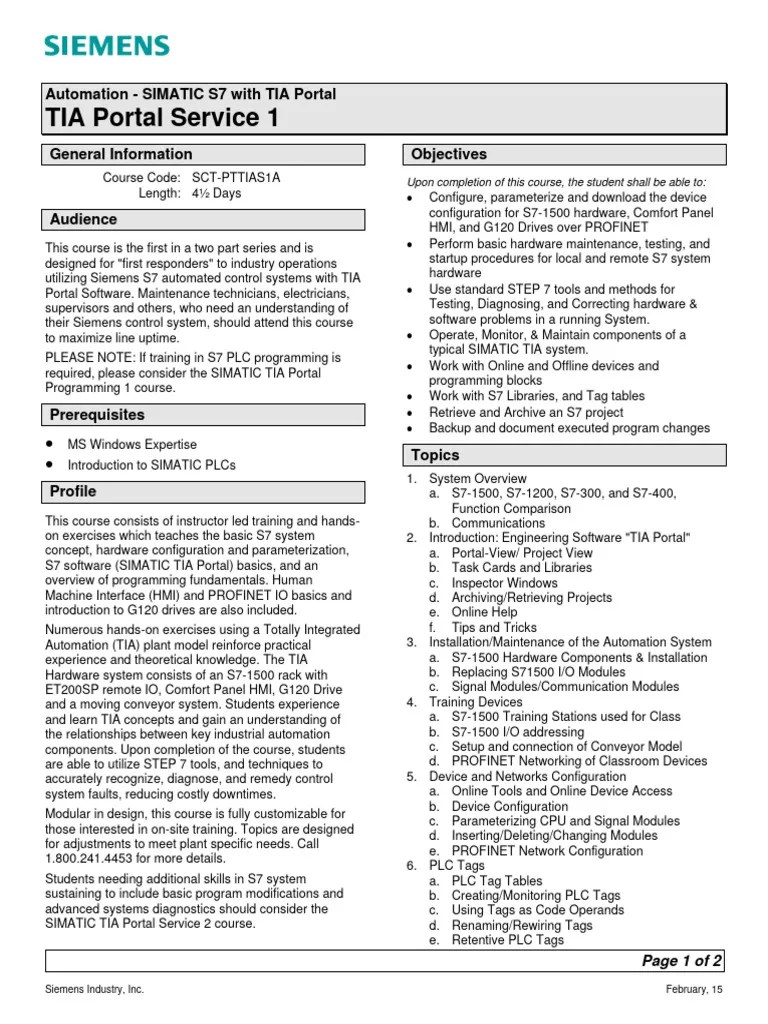 Course Tia Portal Service 1 | PDF | Programmable Logic Controller | Input/Output