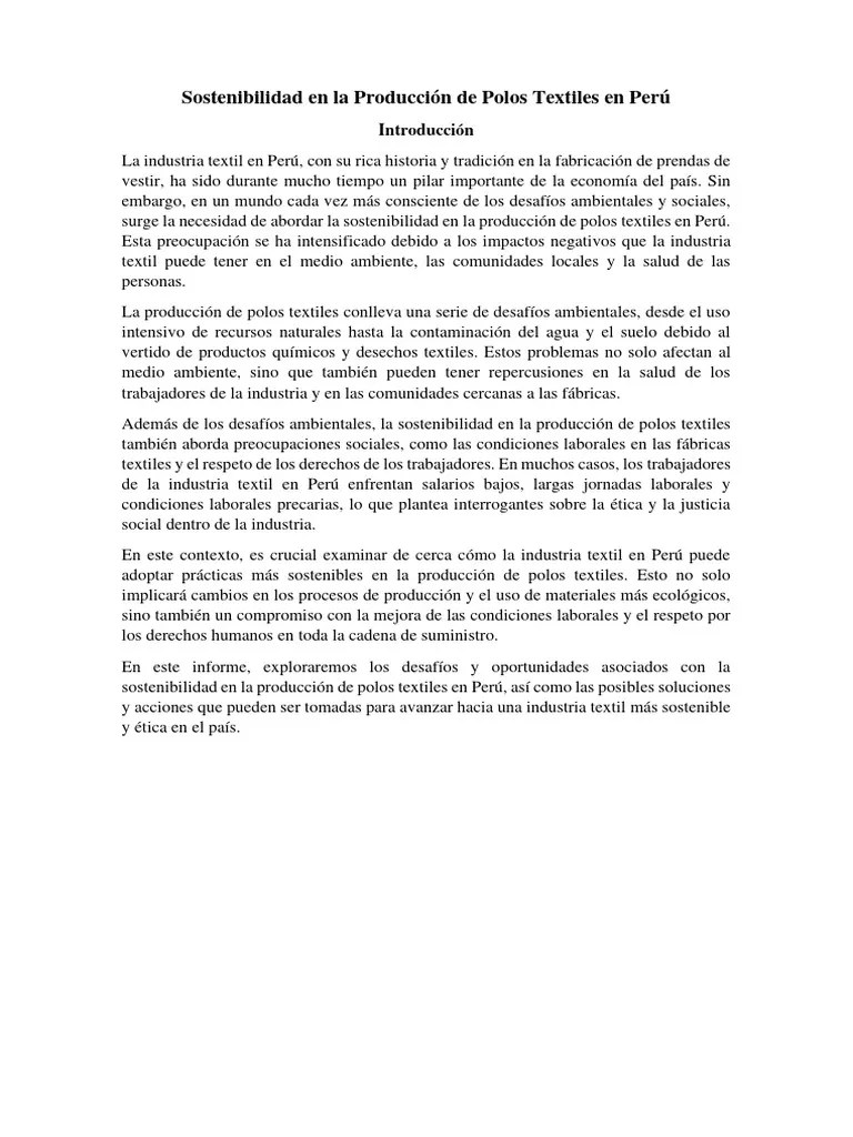 Sostenibilidad En La Producción De Polos Textiles En Perú Grupo 1 | PDF | Evaluación Del Ciclo ...