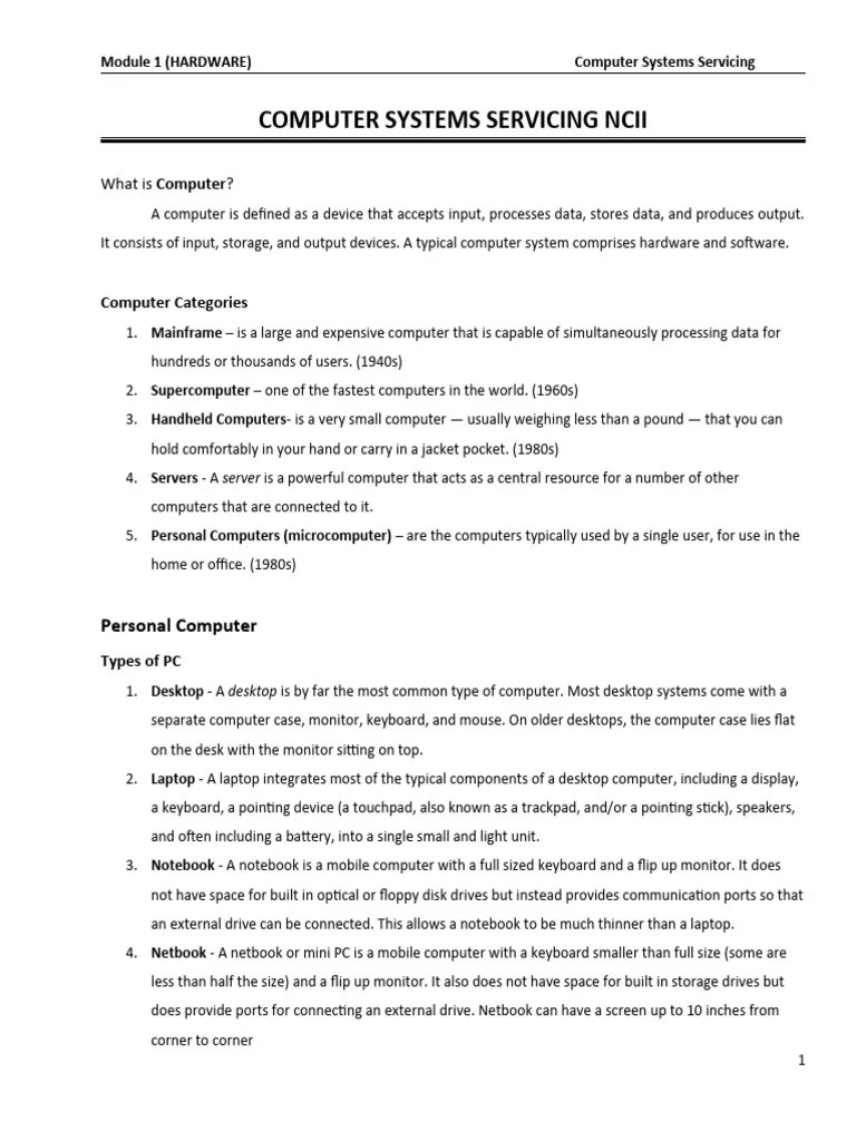 CSS Module 1 | PDF | Computer Hardware | Personal Computers