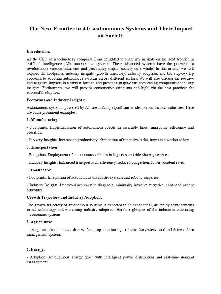 The Next Frontier In AI Autonomous Systems And Their Impact On Society ...