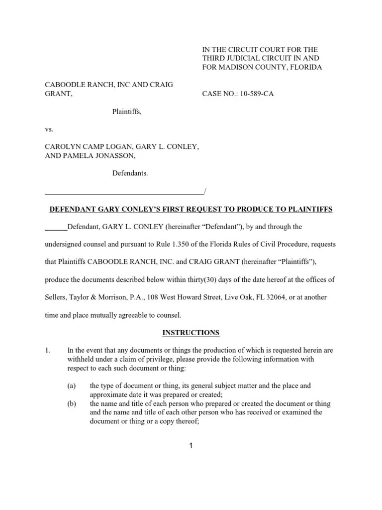 First Request To Produce | PDF | Legal Personality | Lawsuit