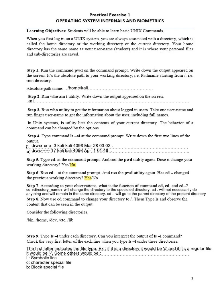 Practical Sheet 1 | PDF | Computer File | Directory (Computing)