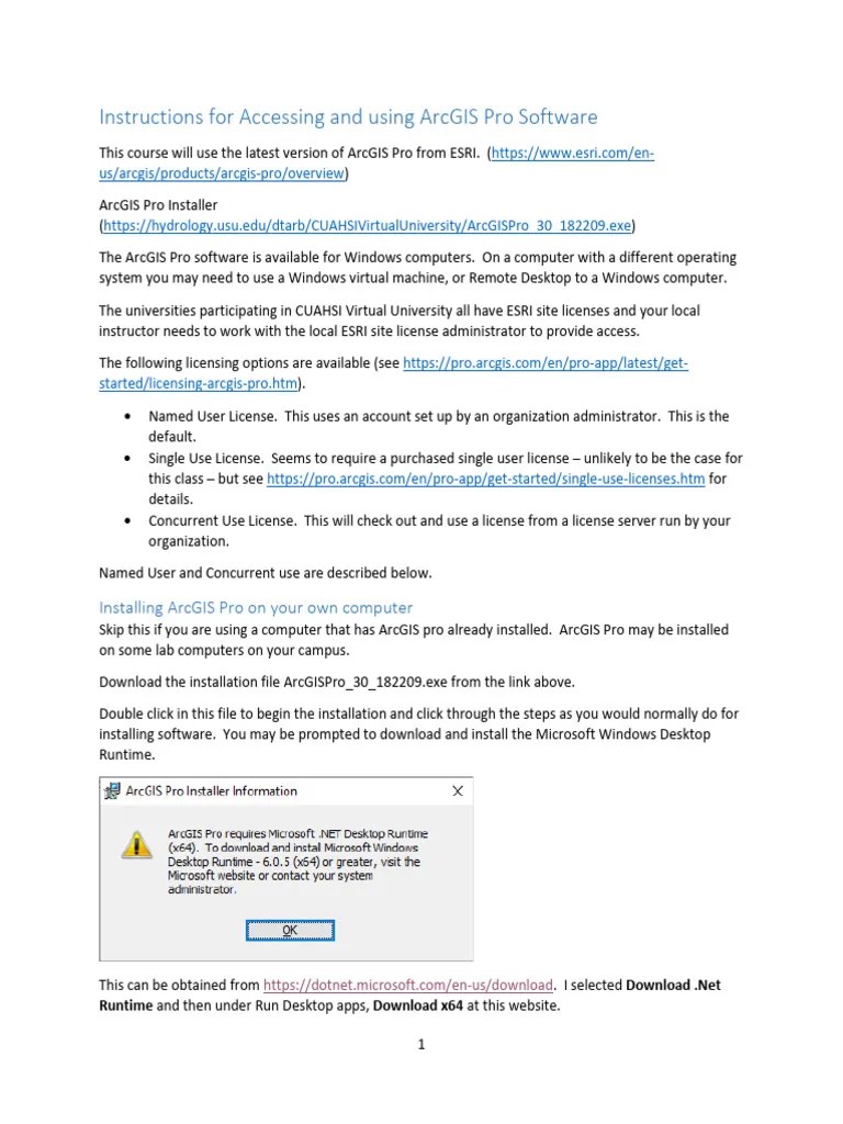 InstructionsForAccessingArcGISPro | PDF | Arc Gis | Esri