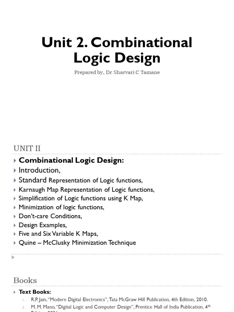 Unit 2 Combinational Logic Design | PDF | Logic Gate | Boolean Algebra