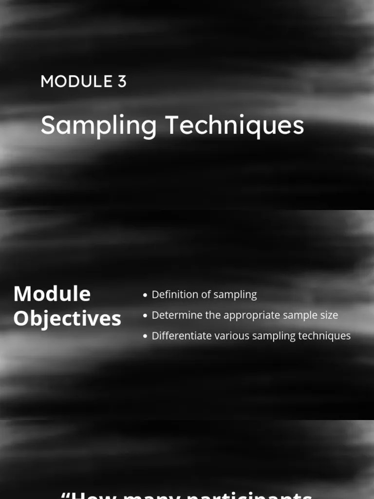 MODULE 3-Sampling Techniques | PDF | Sampling (Statistics) | Statistics