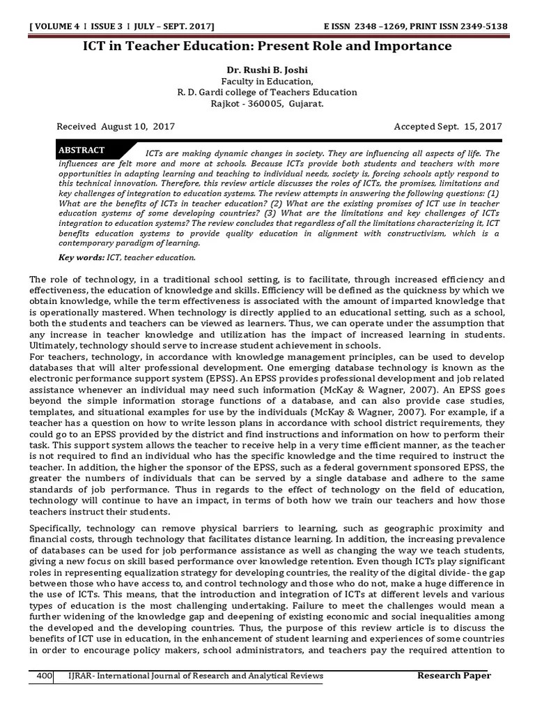 ICT's Impact On Teacher Education | PDF | Constructivism (Philosophy Of ...