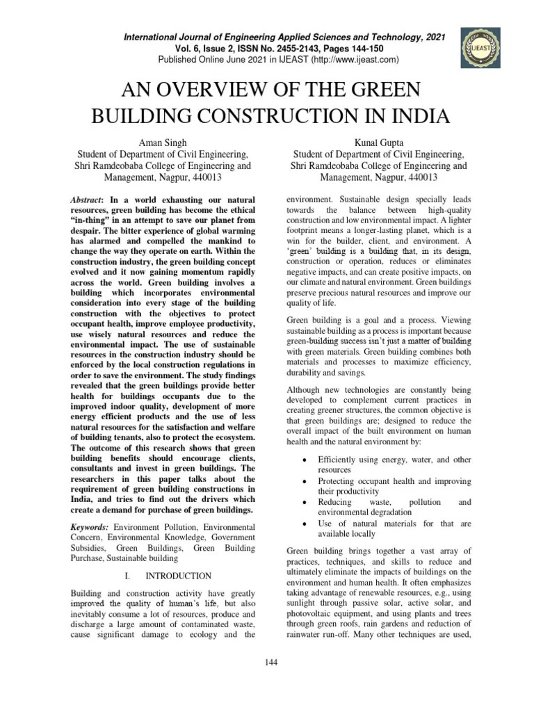 An Overview Of The Green Building Construction In | PDF | Green ...