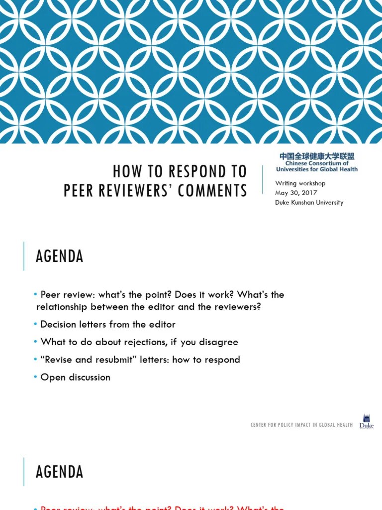 Lecutres Yamey 2017 How To Respond To Reviewers' Comments | PDF ...