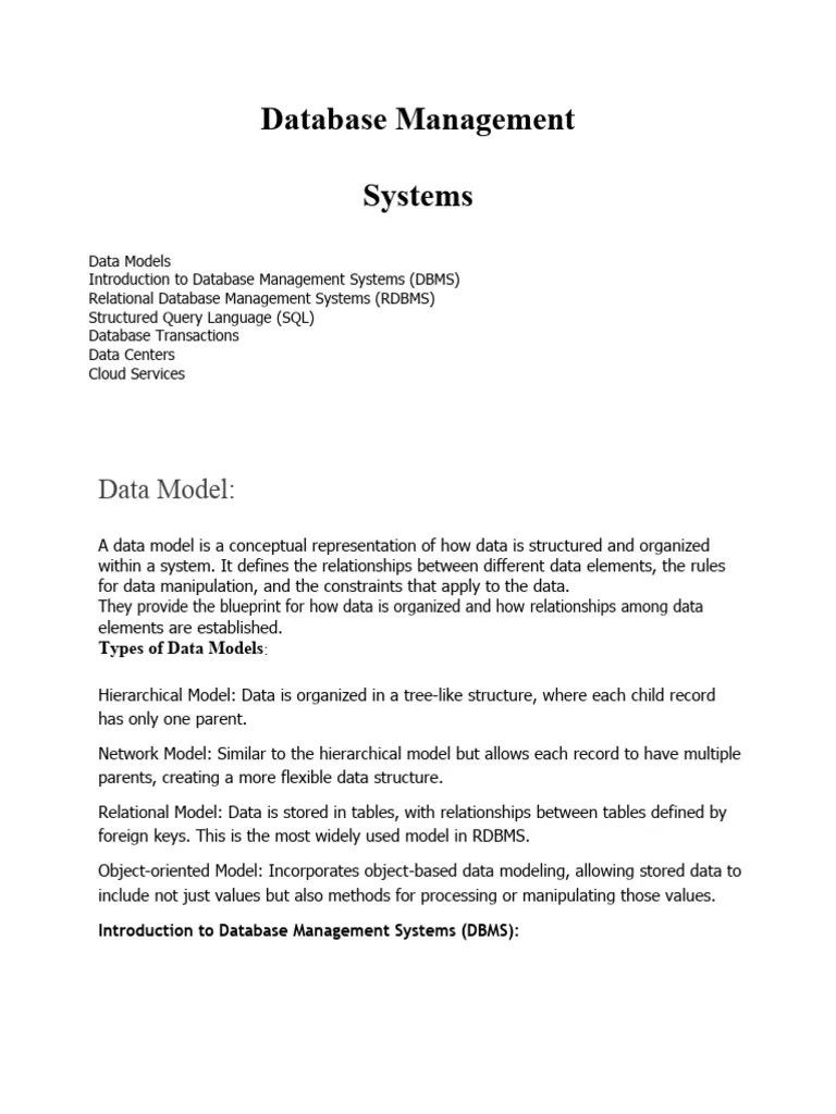 DBMS_Notes | PDF | Relational Database | Databases