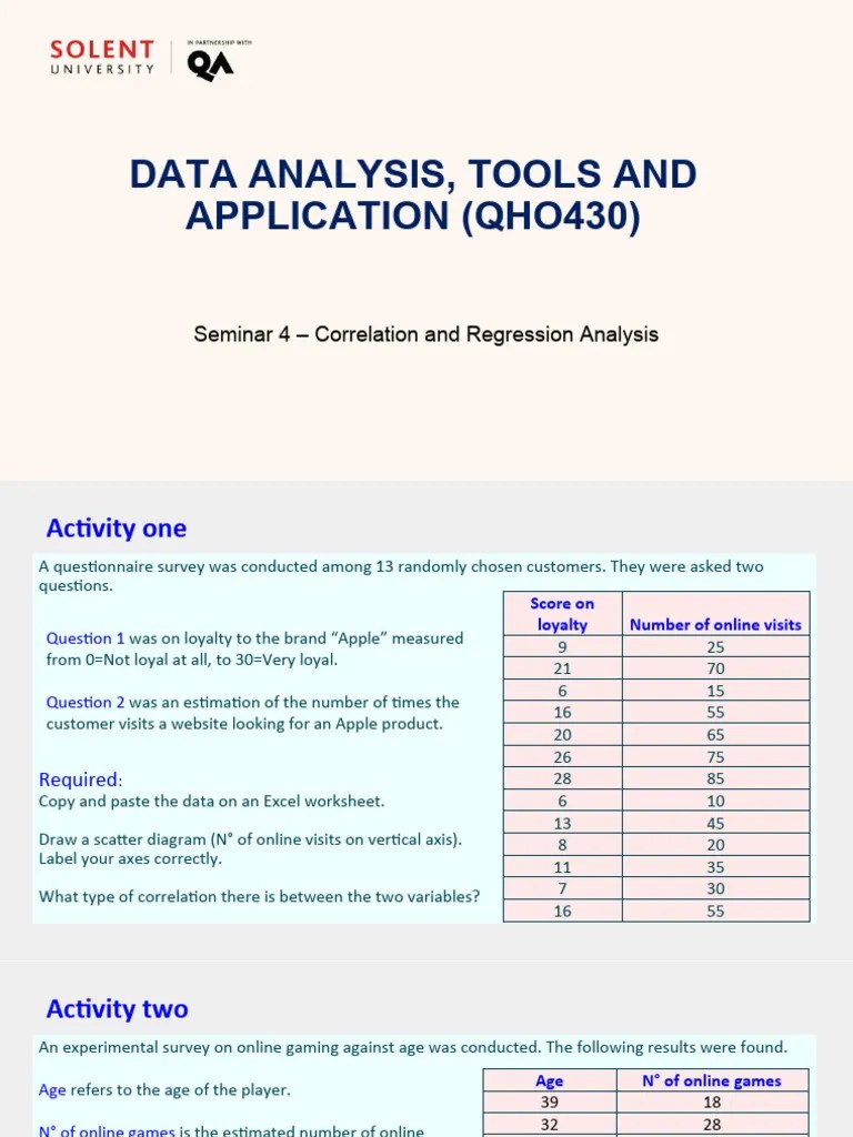 Seminar 4 - Correlation And Regression Analysis | PDF | Linear ...