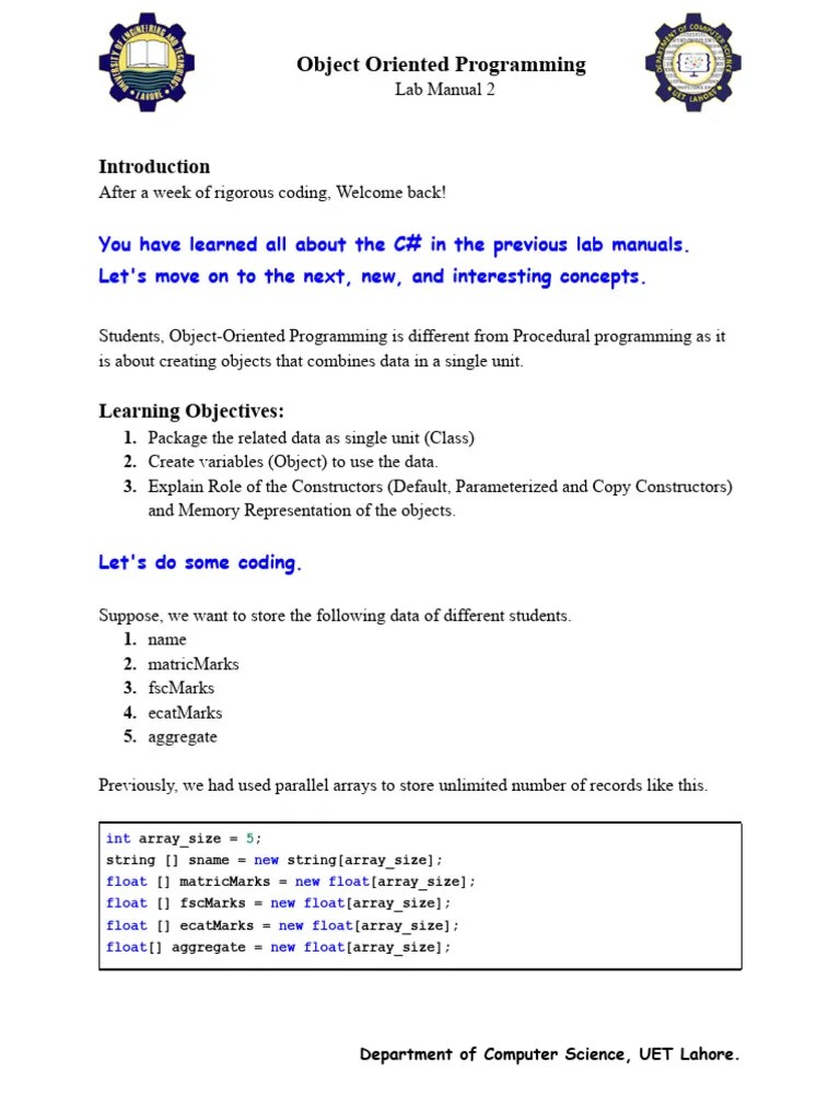 OOP In C# Tasks | PDF | Constructor (Object Oriented Programming ...
