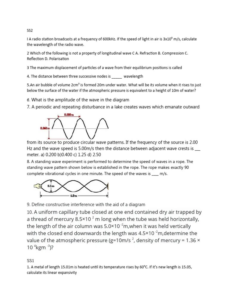 Physics Test | PDF | Waves | Wavelength