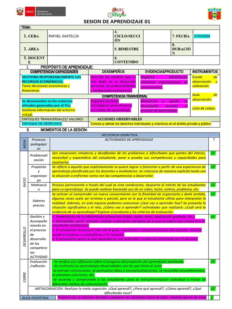 Sesion 2024 | PDF | Aprendizaje | Evaluación