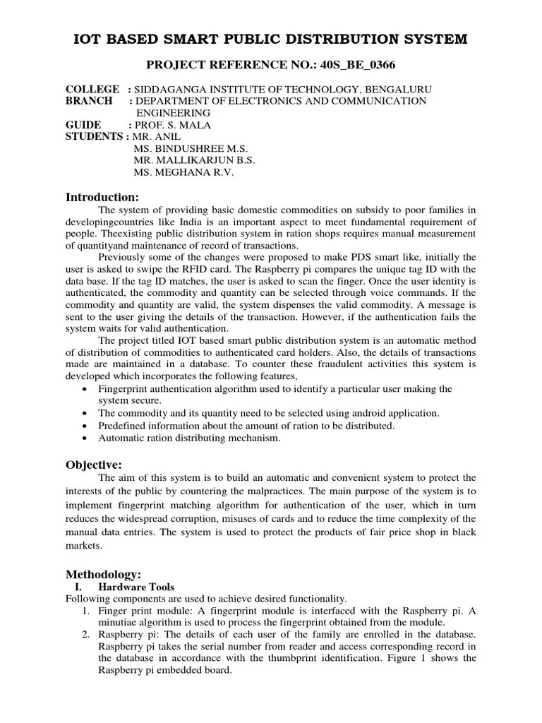 Iot Based Smart Public Distribution System | Download Free PDF ...