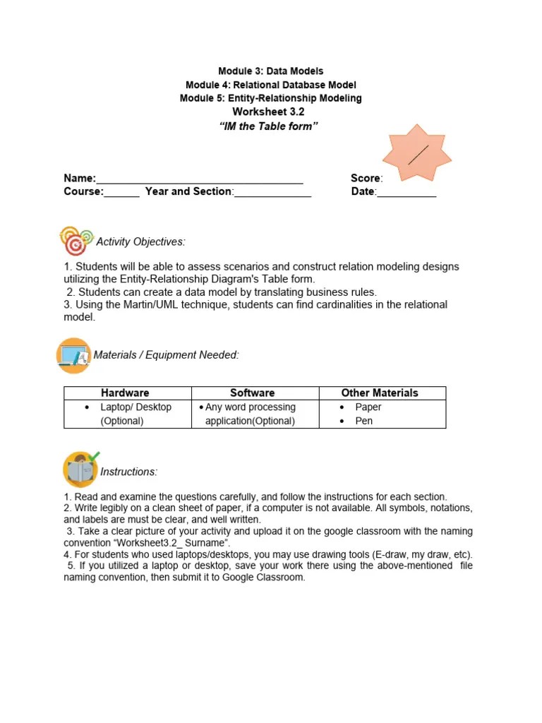 Activity 2 For ER Diagram | Download Free PDF | Data Model | Computer ...