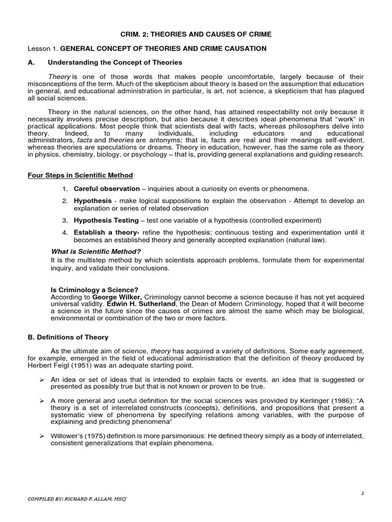 Theories-and-cause-of-crime-notes-2022-converted | PDF | Id | Criminology