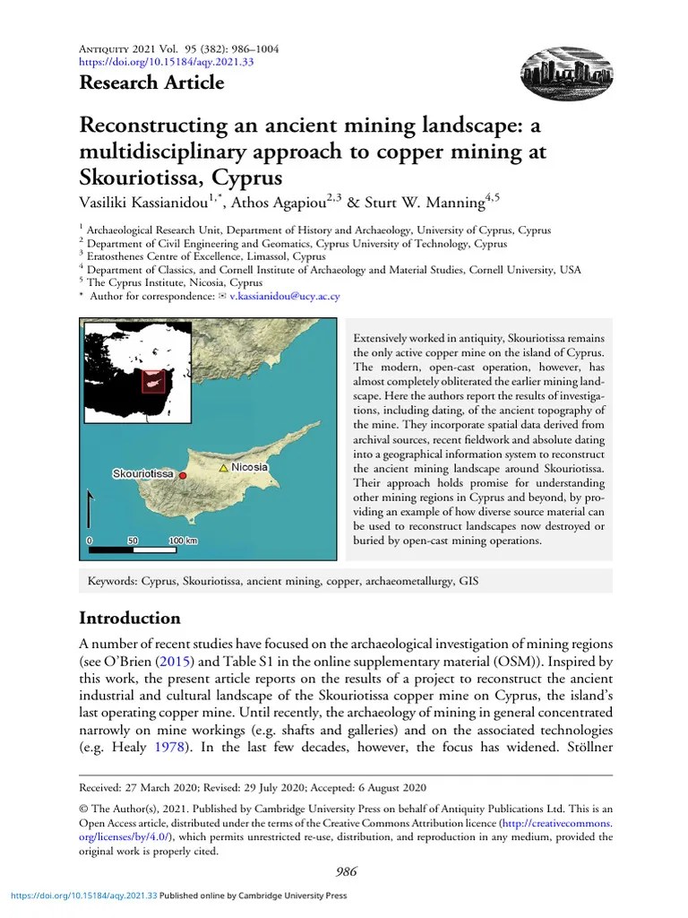 Reconstructing An Ancient Mining Landscape: A Multidisciplinary Approach To Copper Mining At ...