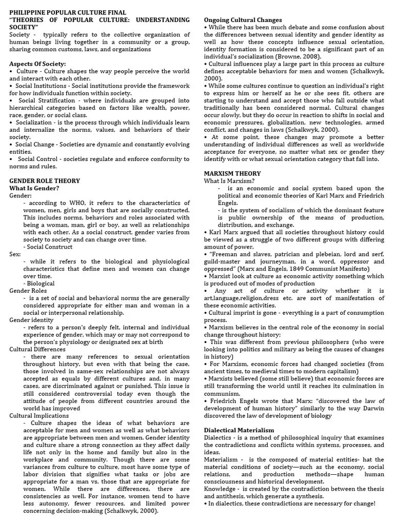 Philippine Popular Culture Final | PDF | Marxism | Society