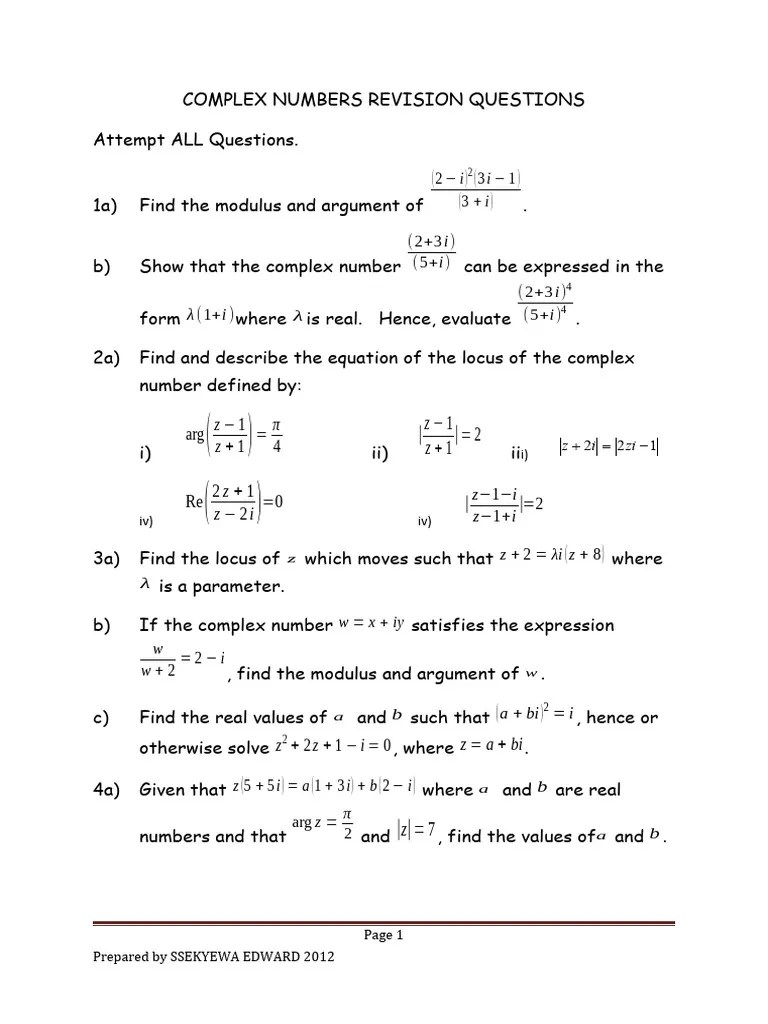 Complex Numbers | PDF | Complex Number | Mathematical Concepts