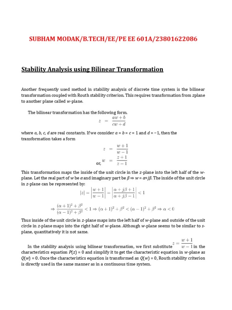 Stability Analysis Of Discrete Time Systs | PDF | Differential Calculus | Mathematics