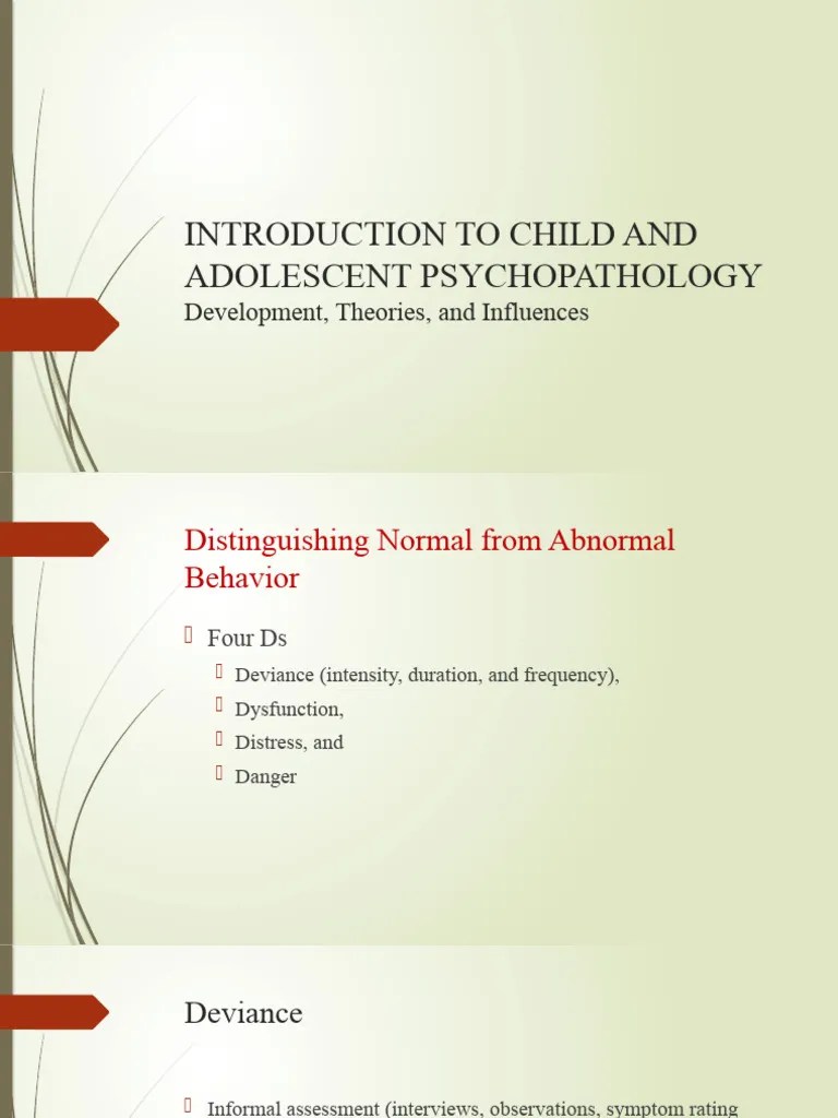 1 Introduction To Child And Adolescent Psychopathology 21022023 ...